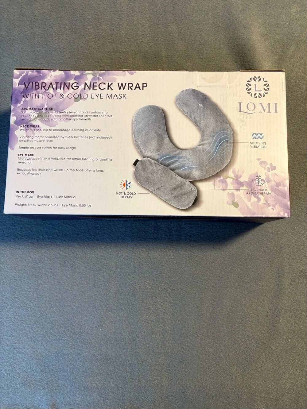 Vibrating Neck Wrap & Hot/Cold Eye Mask - Light Blue
